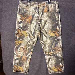 WranglerJeans Mens 38x30 Realtree Camo Double Knee Work Pants Hardwood canvas